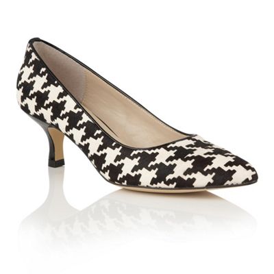 Black houndstooth print leather 'Ginny' courts